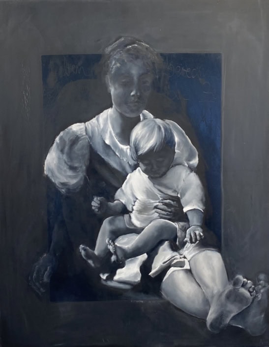 Mutter mit Kind_2024_Öl auf Leinwand_80x100cm